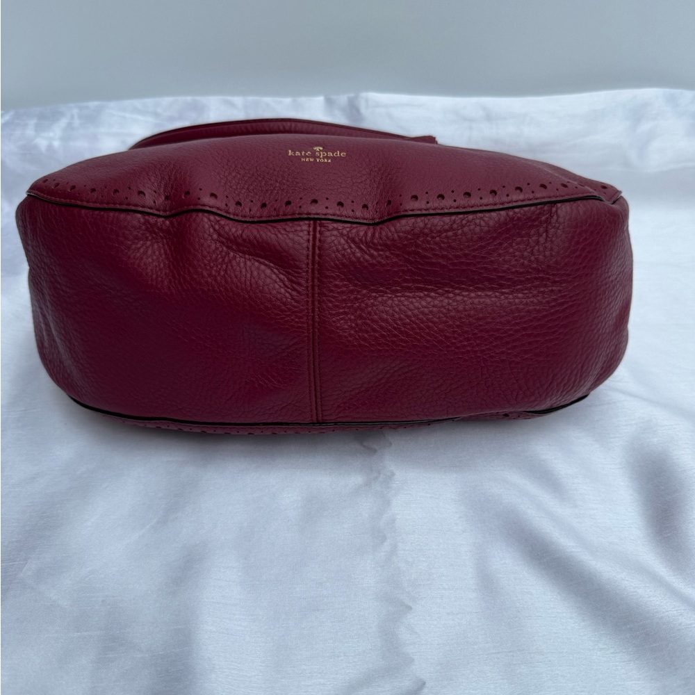 Kate Spade James Street Mason Large Merlot Cow Leather Hobo Bag With Tassel - Picture 4 of 17